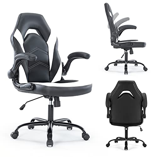 Black and White PU Leather Adjustable Swivel Office Chair E40743