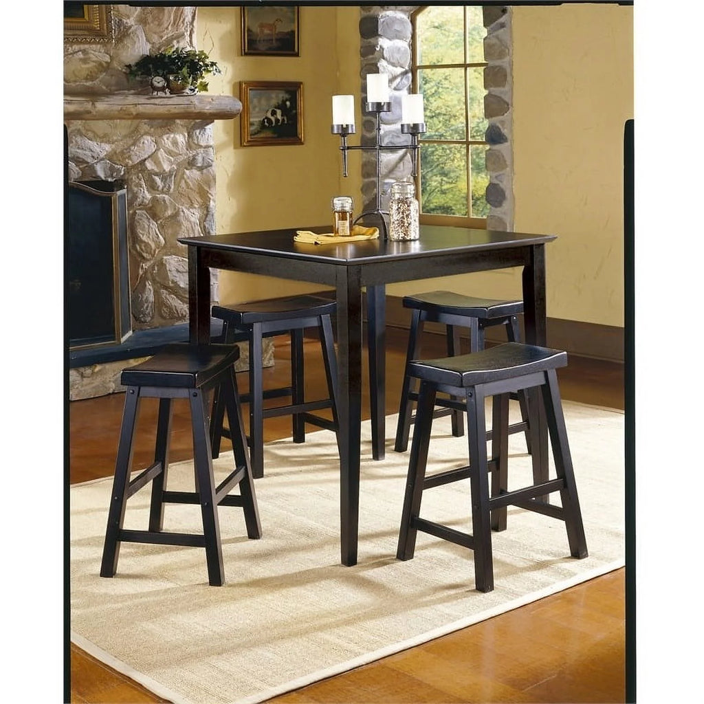 Black Solid Wood Counter Stool Set of 2 L52886