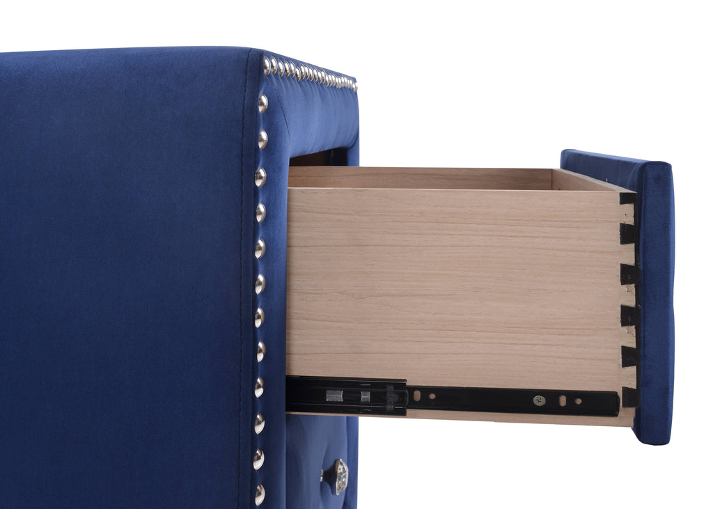 Navy Velvet Night Stand S555