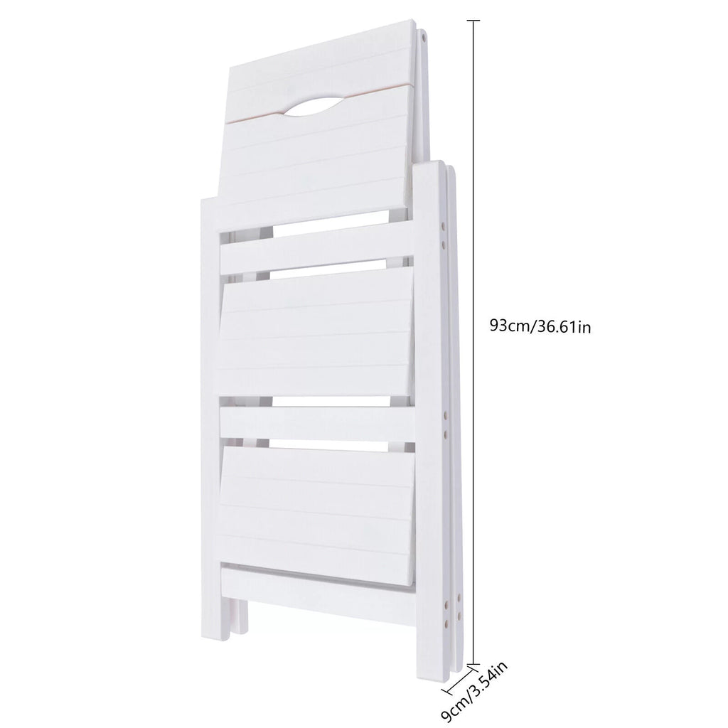Folding Wooden Step Stool Anti-Slip White T577313