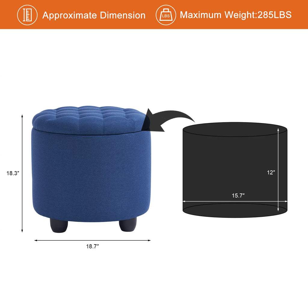 Large Round Storage Ottoman with Removable Lid E60549