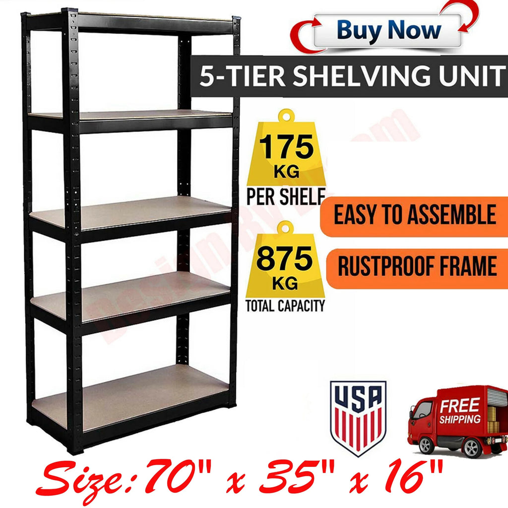 Steel Shelving Units 5 Tier Black Metal B639237