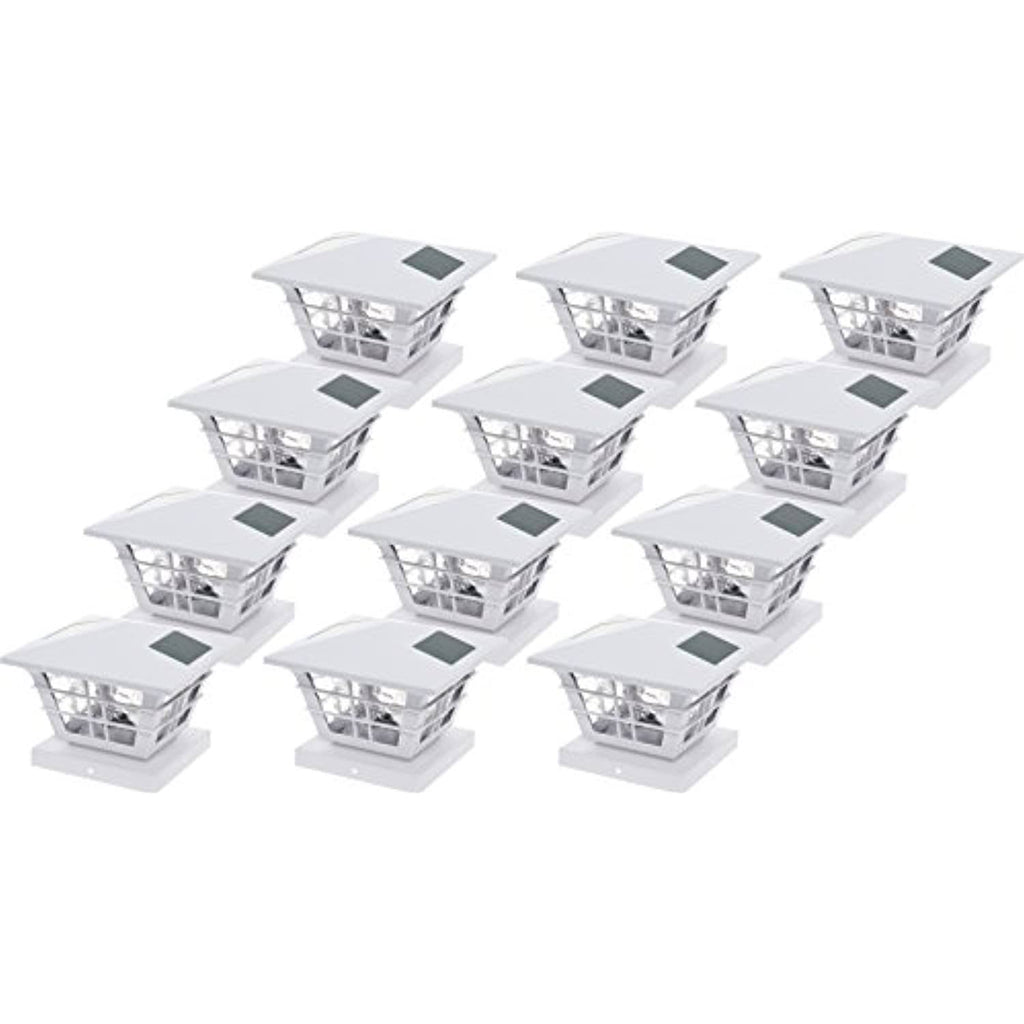 White Solar Post Cap Light with Base Adapter 12 Pack M740669