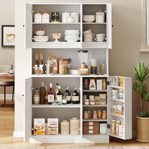 Black Kitchen Pantry Storage Cabinet with Microwave Stand M2893
