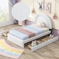 White Twin Upholstered Platform Bed with Four Drawers D10158