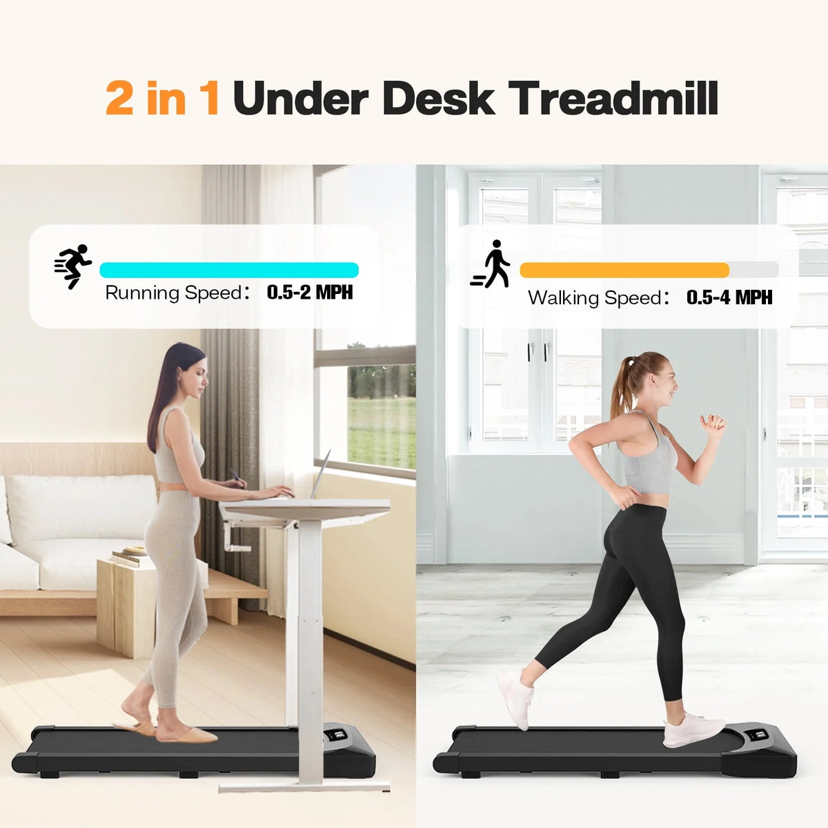 2 in 1 Under Desk Treadmill Walking Pad K598
