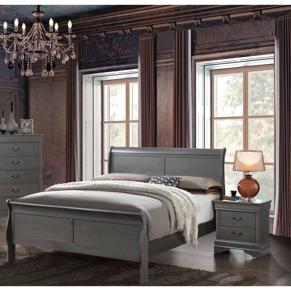 Grey Solid Wood Nightstand Z947