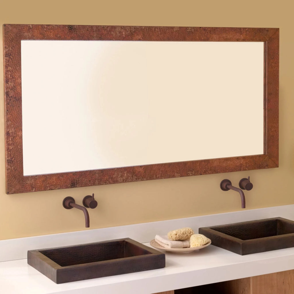 Hand Hammered Copper Small Rectangle Mirror T5155