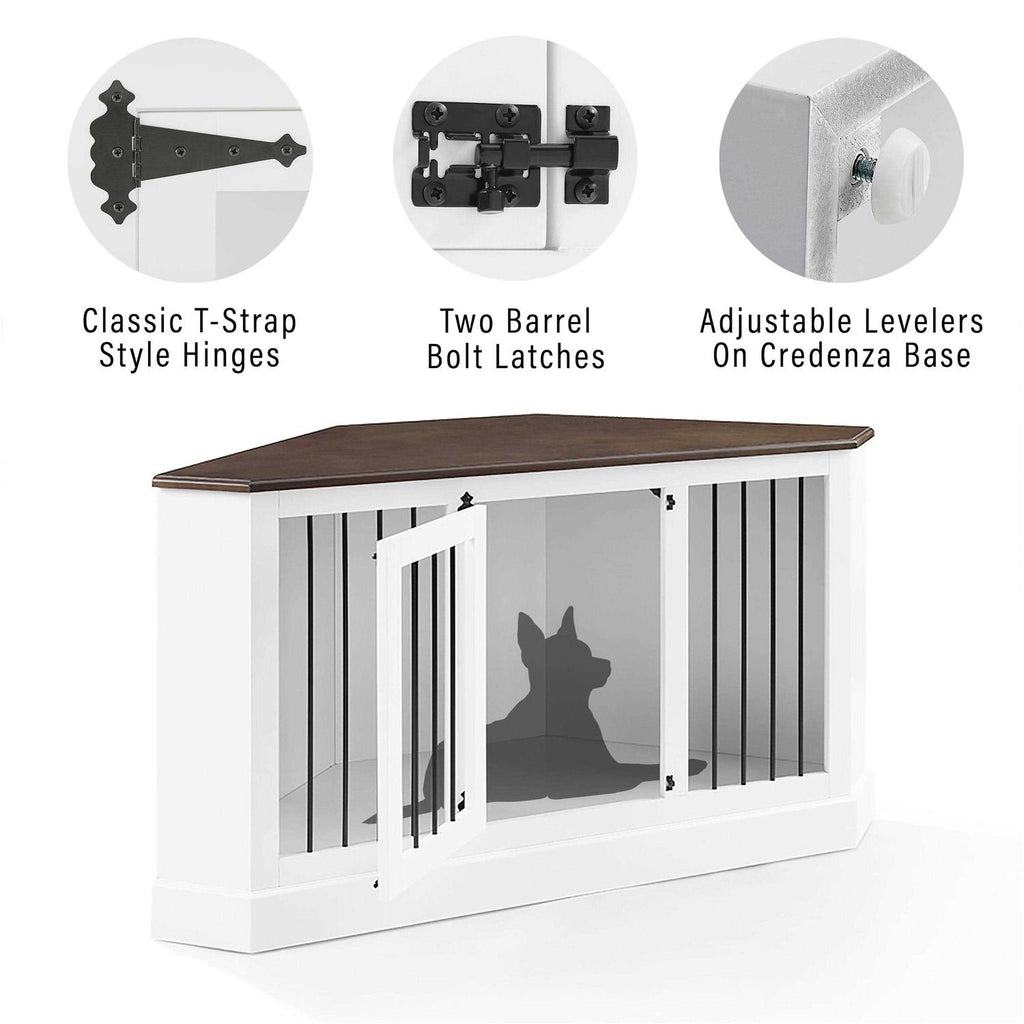 White Corner Credenza Dog Crate R5150
