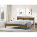 Black King Metal Bed with Wood Headboard and Footboard D973581