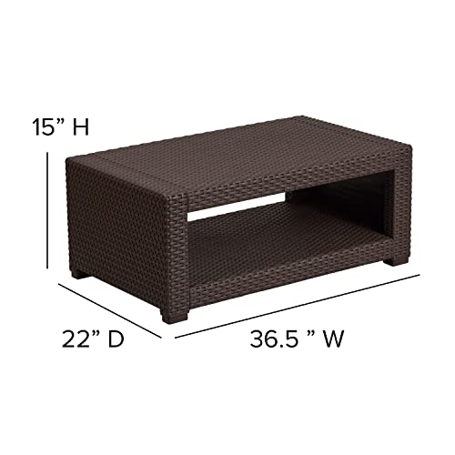 Light Gray Faux Rattan Coffee Table R968309