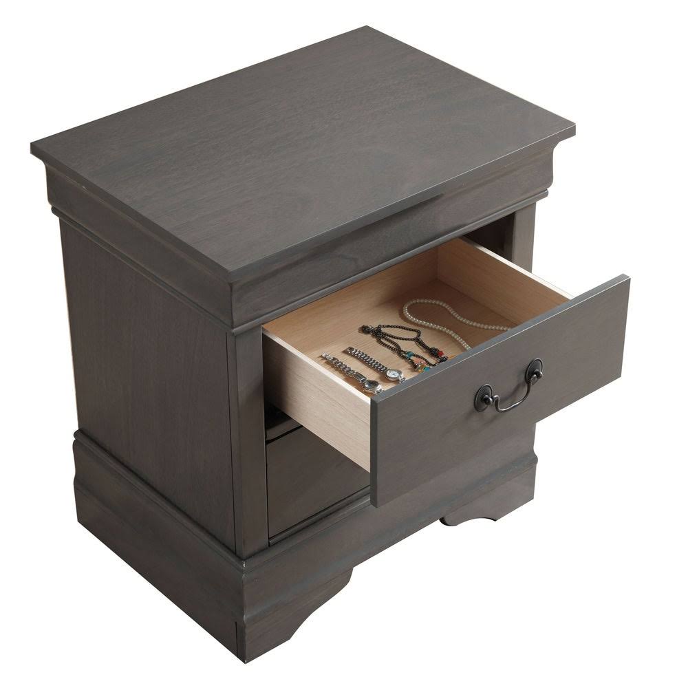 Grey Solid Wood Nightstand Z947