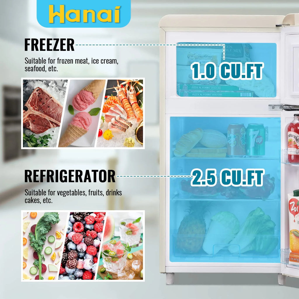 3.5 Cu.ft Retro Mini Fridge with Freezer V797
