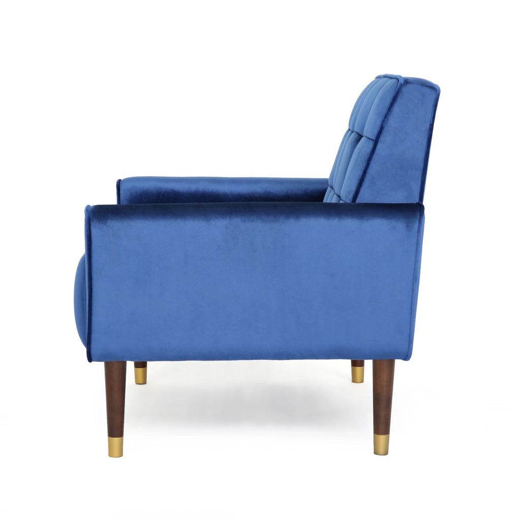 Navy Blue Velvet Tufted Armchair S708893
