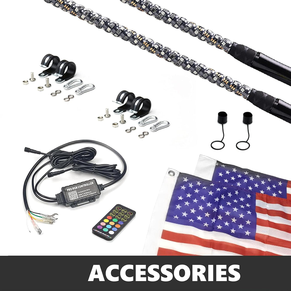 2pcs 4ft 5050 Led Whip Lights with Flag T9982