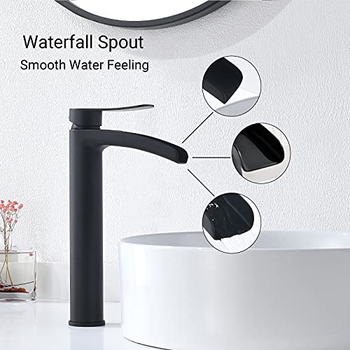Brushed Gold Single Handle Waterfall Vessel Sink Faucet with Pop Up Drain R57478