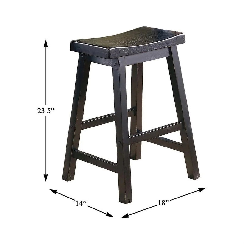 Black Solid Wood Counter Stool Set of 2 L52886