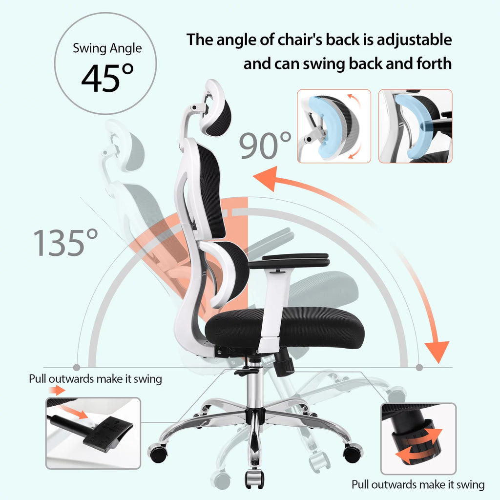 Black High Back Ergonomic Office Chair with Lumbar Support S77241