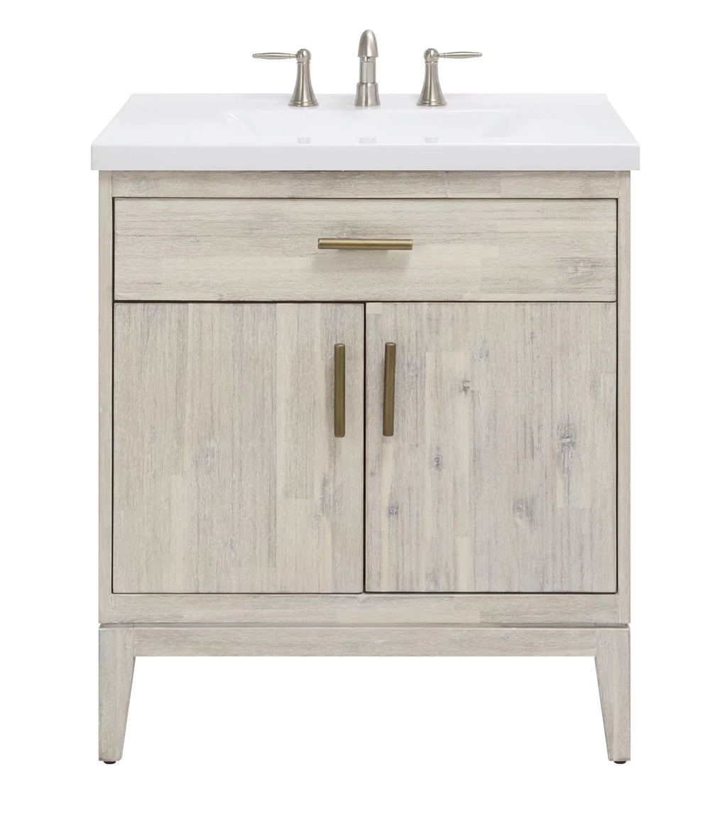 30" Free Standing Hardwood Vanity Cabinet Only Chalky White T753