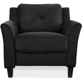 Black Microfiber Rolled Arm Chair B847