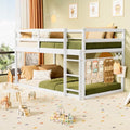 Twin Over Twin Wooden Bunk Bed with Ladder and Guardrails F923998