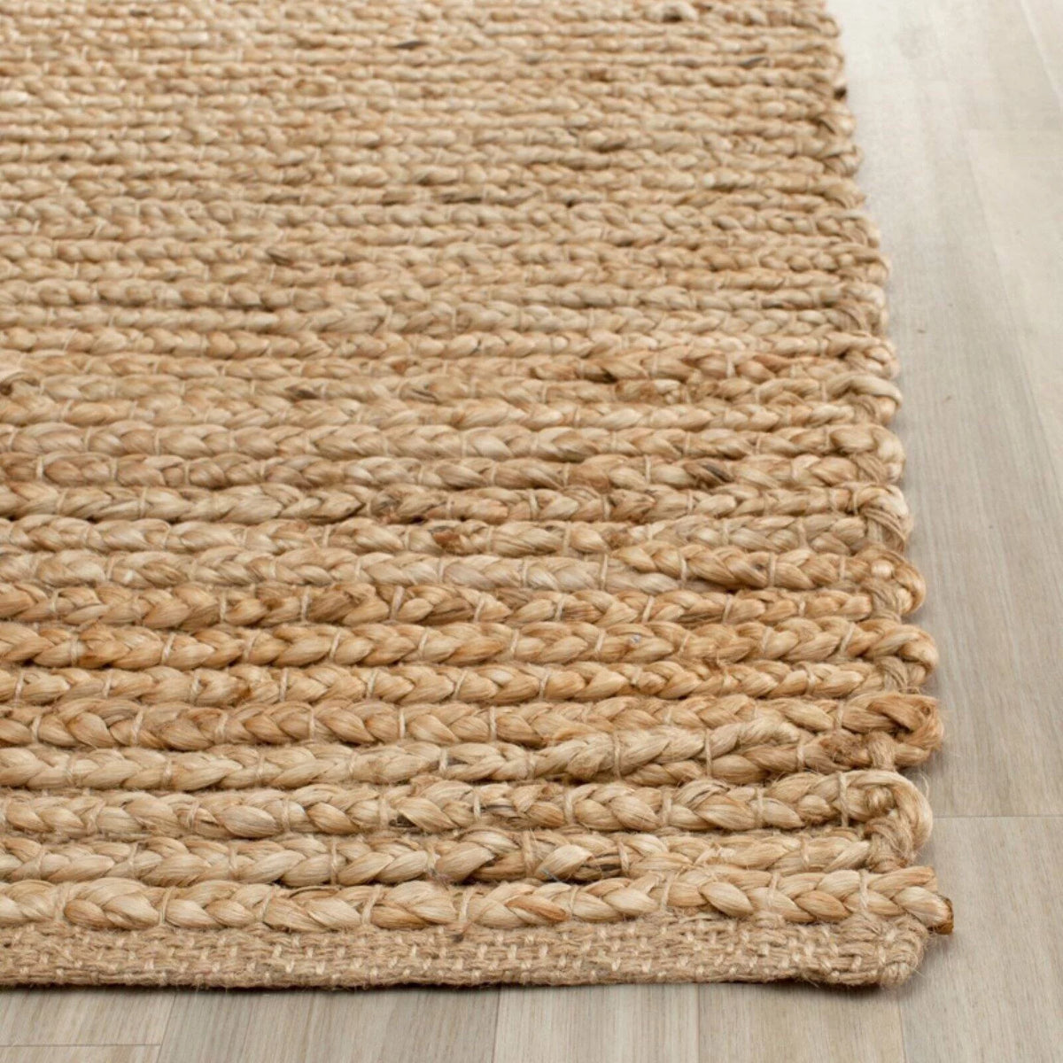 Natural Braided Striped Jute Area Rug, 8' x 10' Z720
