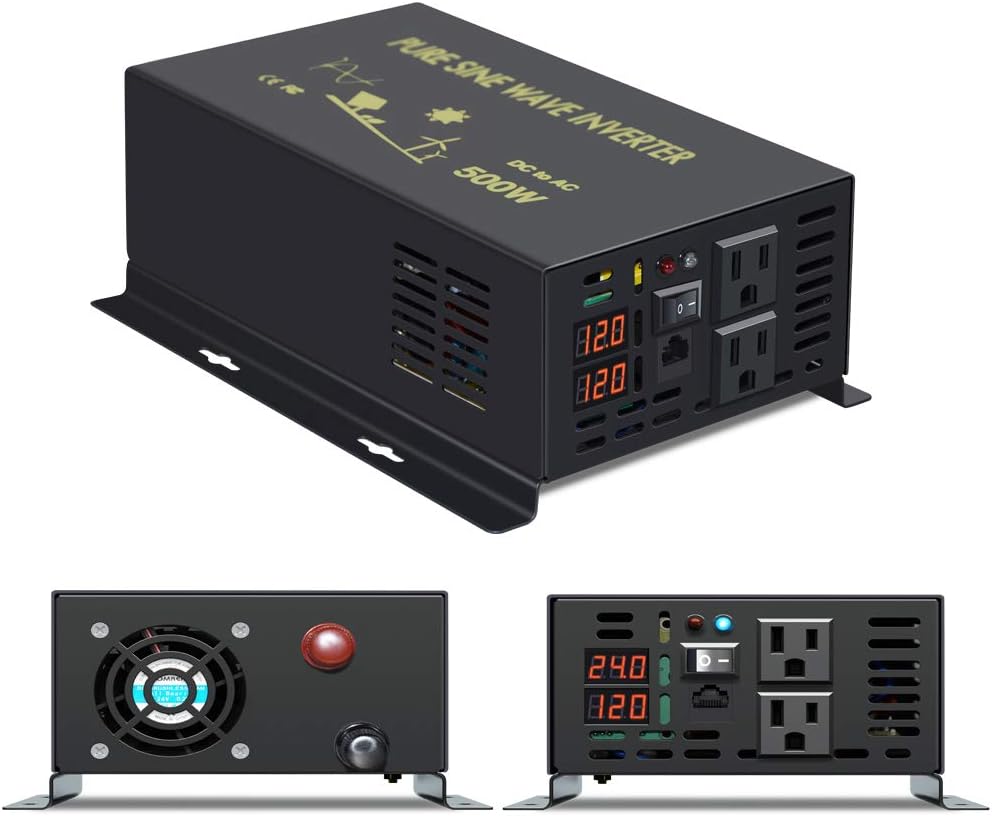 500W Pure Sine Wave Power Inverter 24V to 110V AC Converter V851757