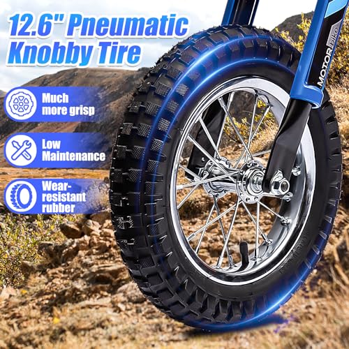 24V Electric Dirt Bike for Kids with Pneumatic Knobby Tires, Blue H111752