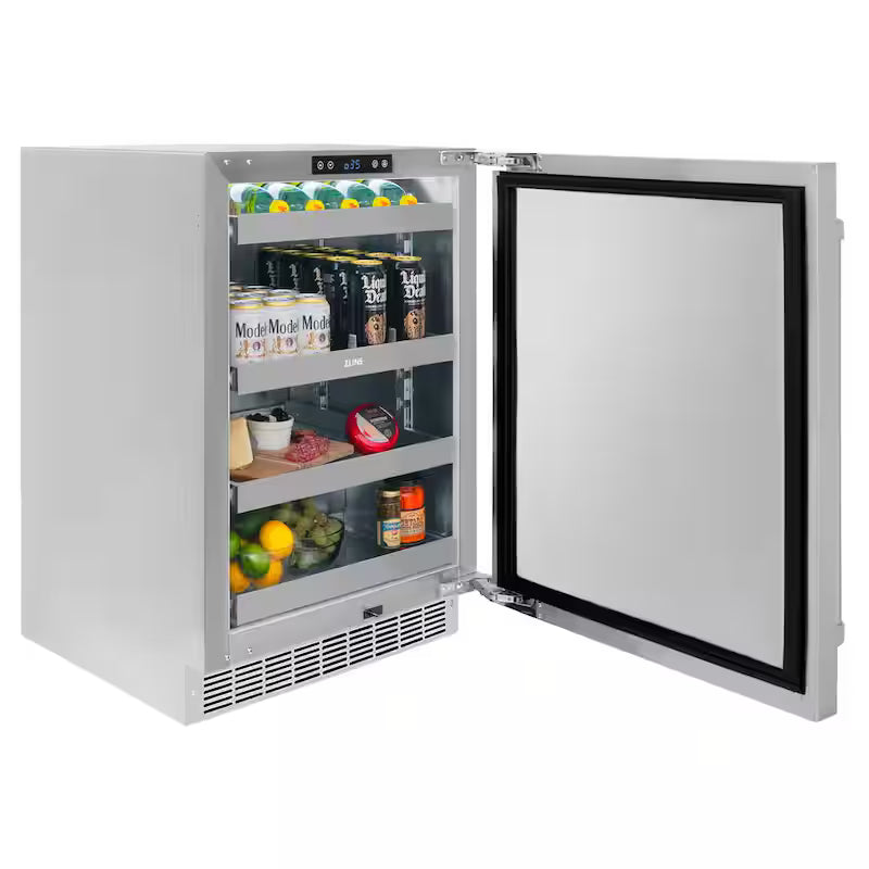 24 in. Single Zone 151-Can Stainless Steel Beverage and Wine Cooler C629085