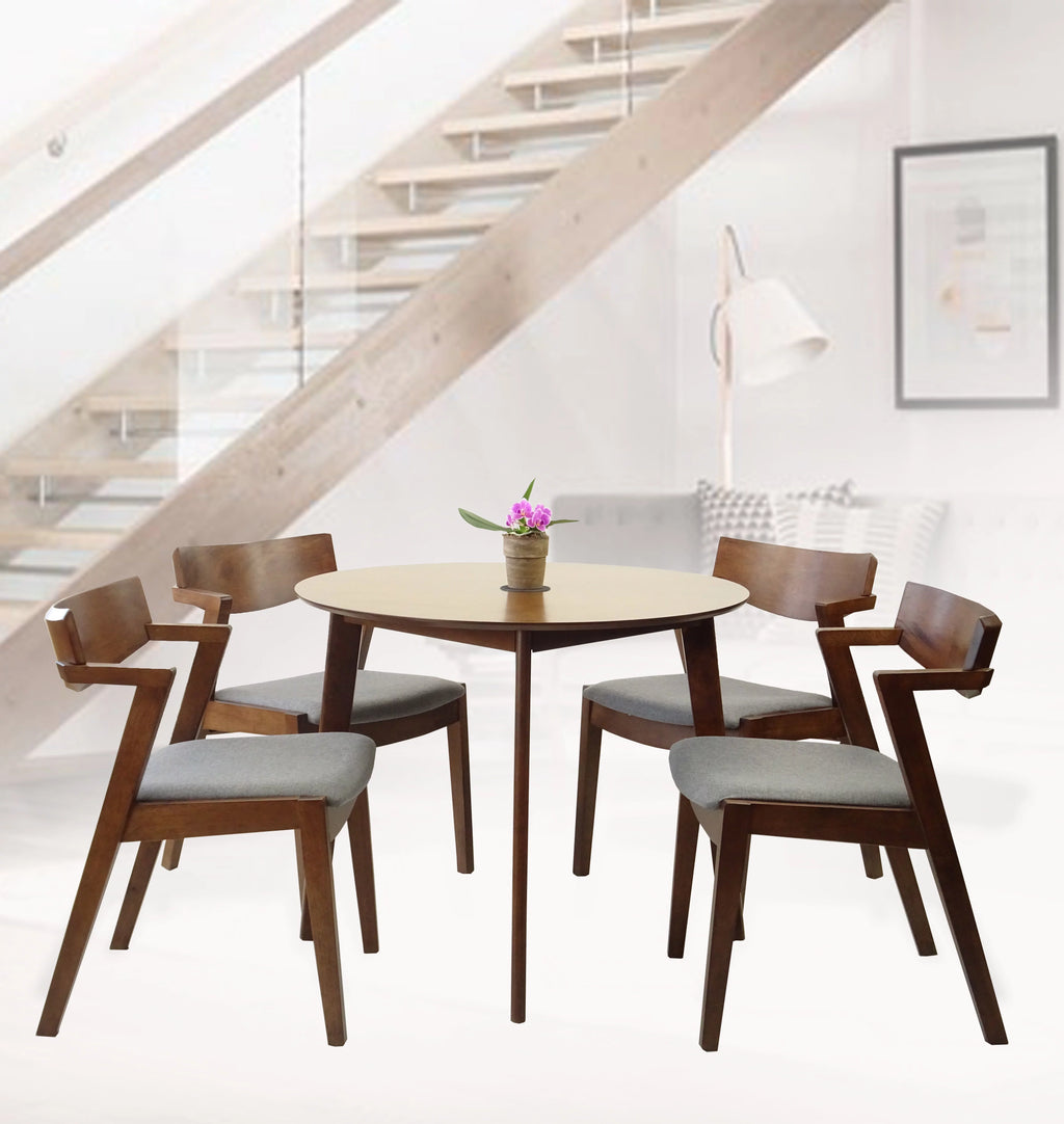 Solid Wood Dining Table and 2 Armchairs Medium Brown K96215