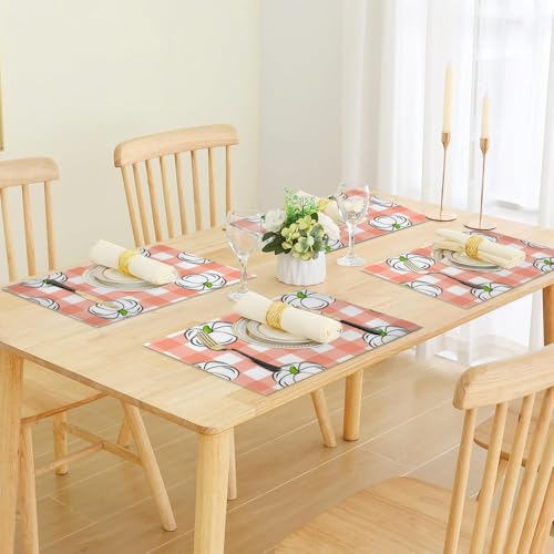 Faux Leather 12 X 18 Inchs Pink Gingham Placemat 6- Count T3809