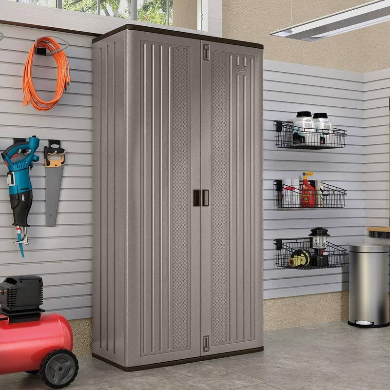 Resin Freestanding Garage Cabinet in Platinum R396378