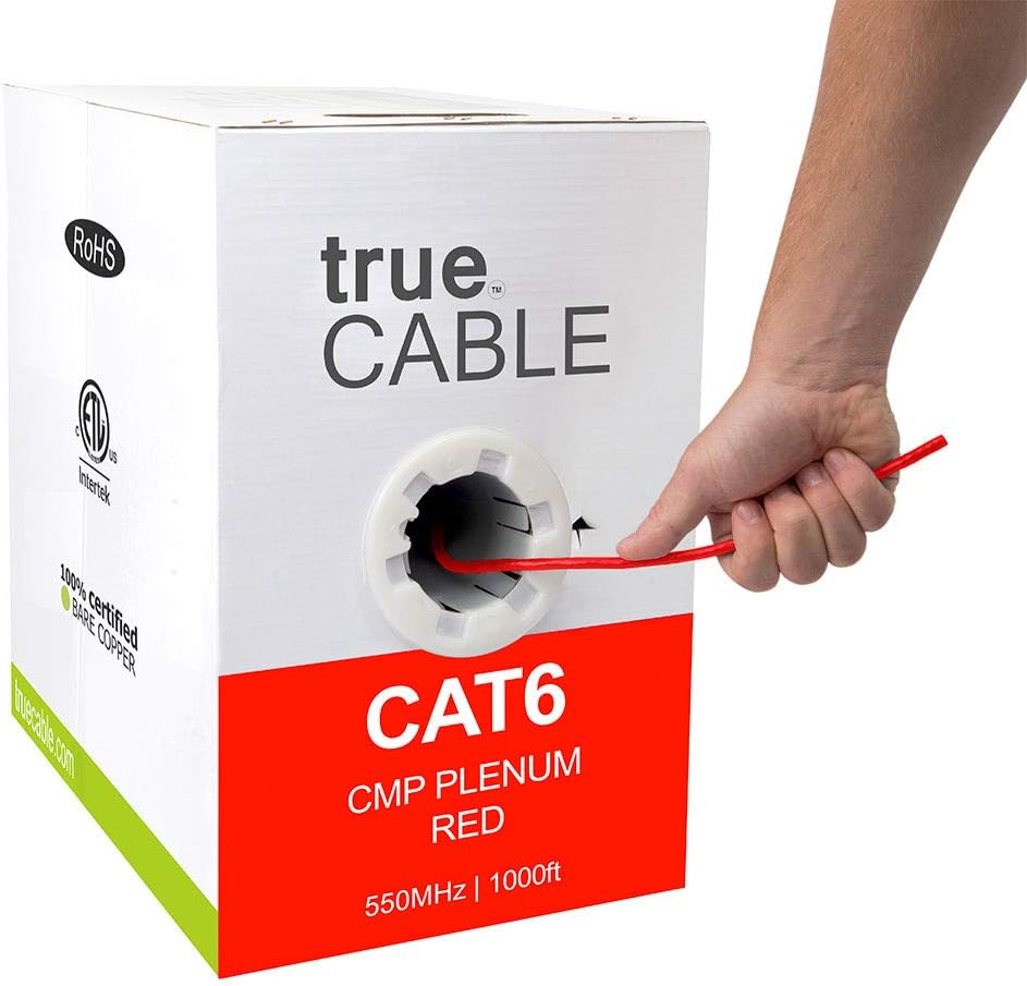 Gray 1000ft Cat6 Plenum Bare Copper Ethernet Cable I661