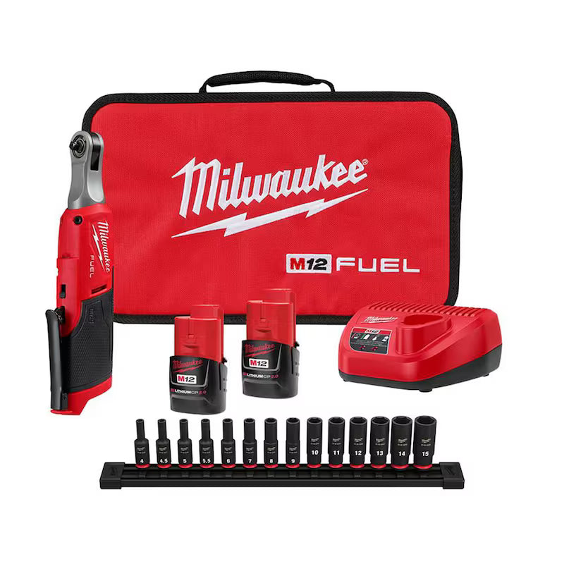 12V Cordless 1/4 in. Ratchet Kit with 14-Piece Socket Set Q740772