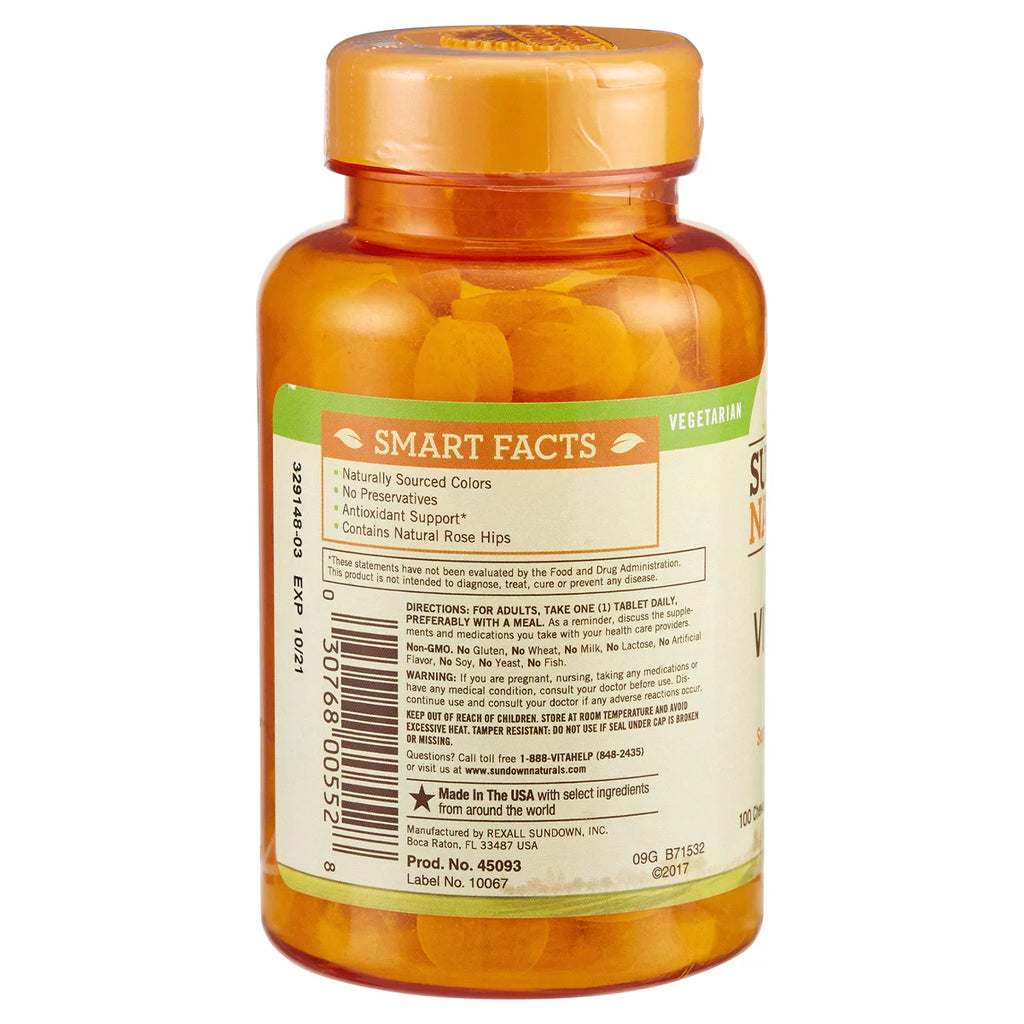 Vitamin C 500 mg Chewable Tablets With Rose Hips 100 Tablets Pack of 2 O101