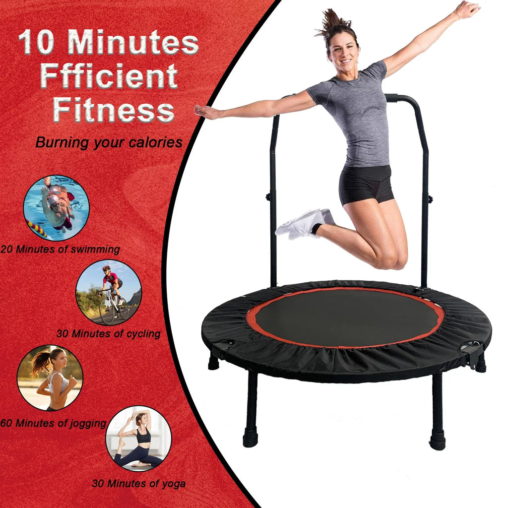 660lbs Foldable Mini Trampoline with Adjustable Handle N626