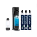 Matt Black Sparkling Water & Soda Maker Machine with 3 CO2 Cartridge, 1L & 0.5L Bottles K10337