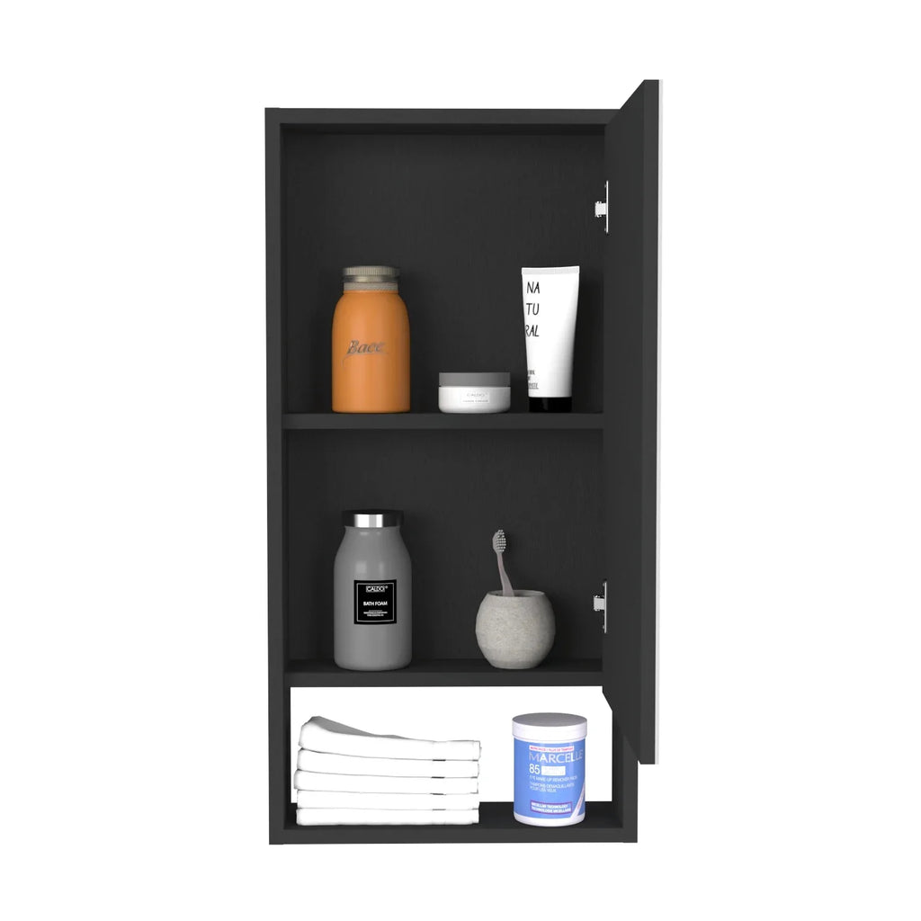 Black Wengue Medicine Cabinet with External Shelf G133