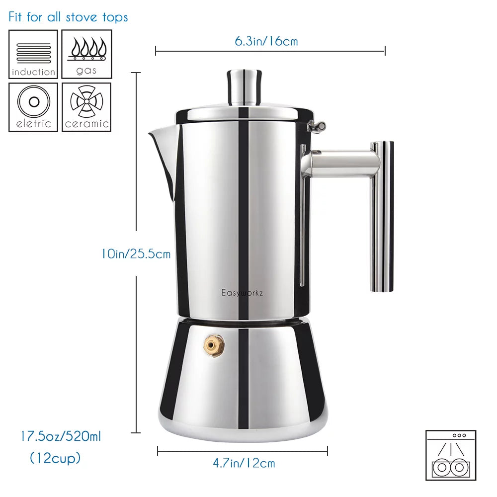 12 Cup Stainless Steel Stovetop Espresso Maker W239783