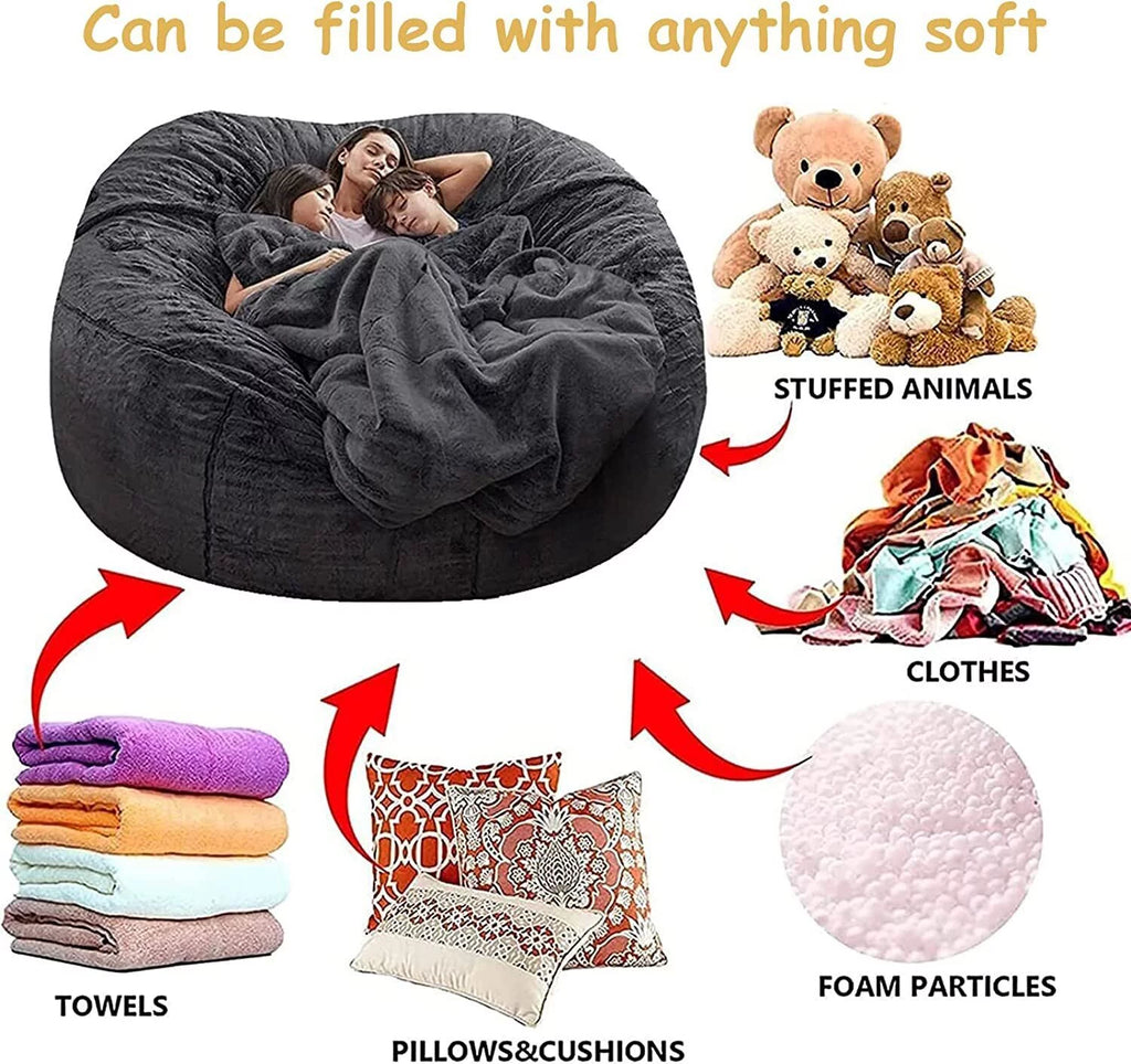 5FT Ultra Soft Bean Bag Chair Cover Light Grey B3420