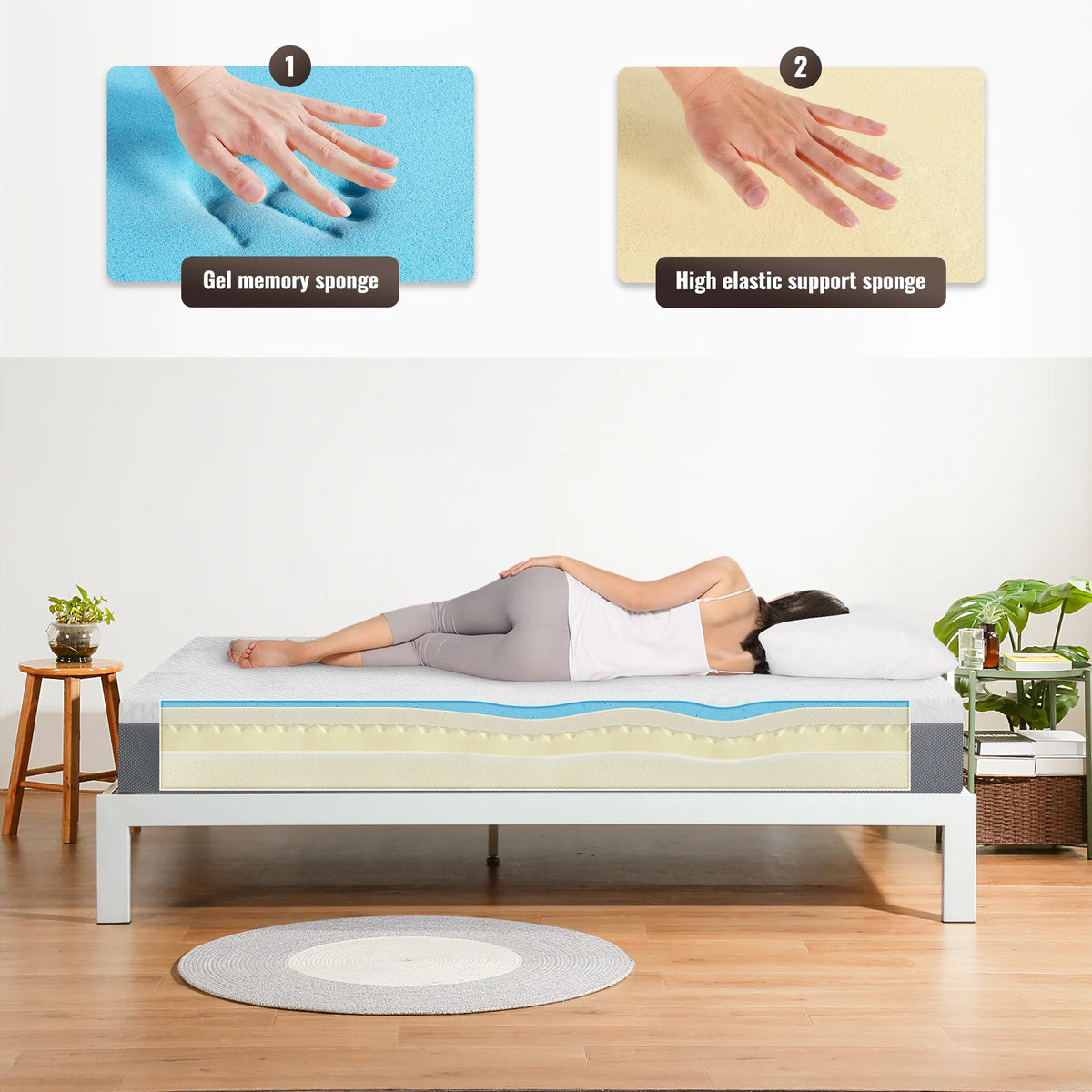 10'' Gel Memory Foam Mattress Twin Blue B817