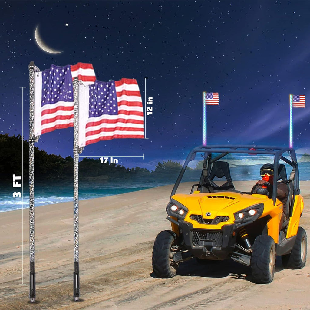 2pcs 4ft 5050 Led Whip Lights with Flag T9982