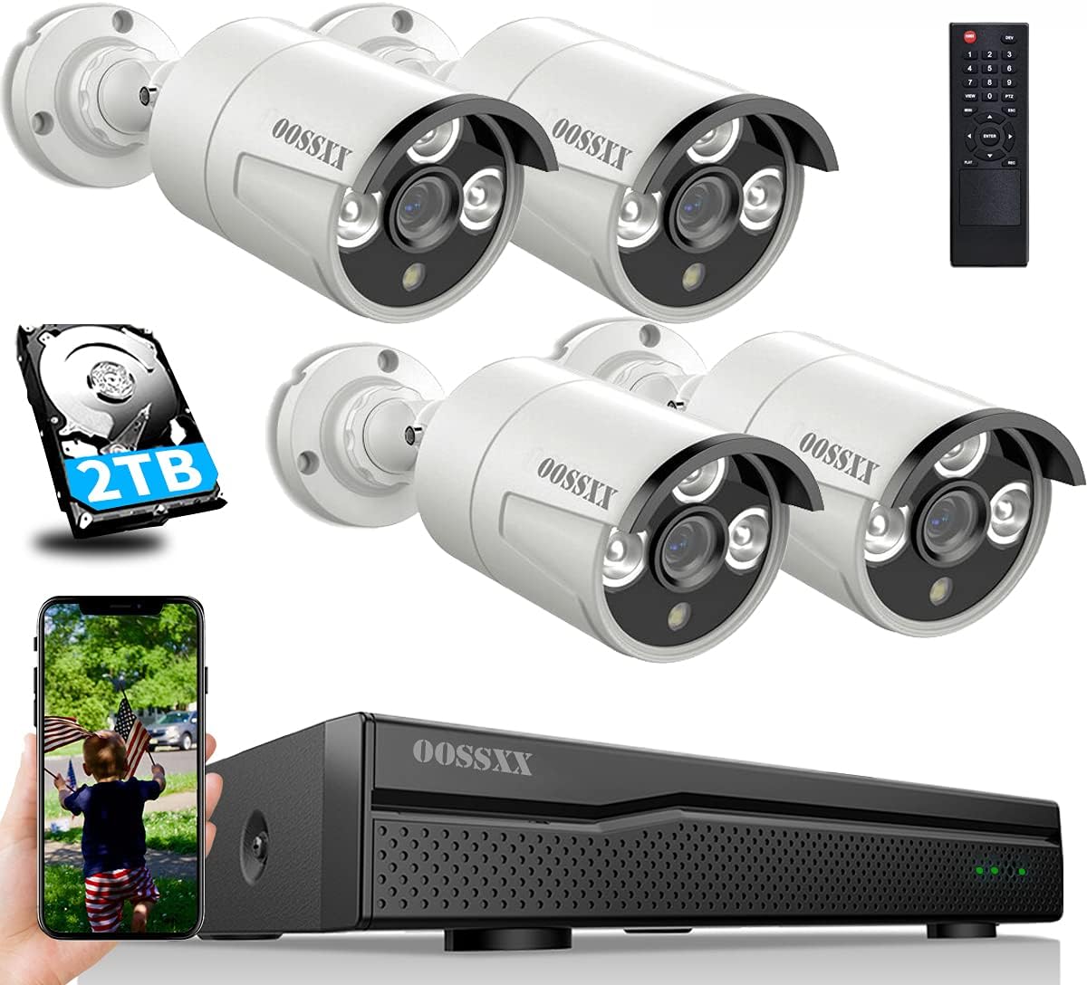 8 Channel POE Security Camera System with 4 IP67 Waterproof Cameras Q90598