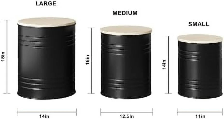 Set of 3 Galvanized Metal Ottoman with Wood Lid G561876