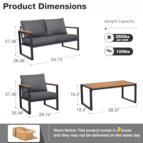 4 Pieces Metal Patio Furniture Set with Coffee Table R7171