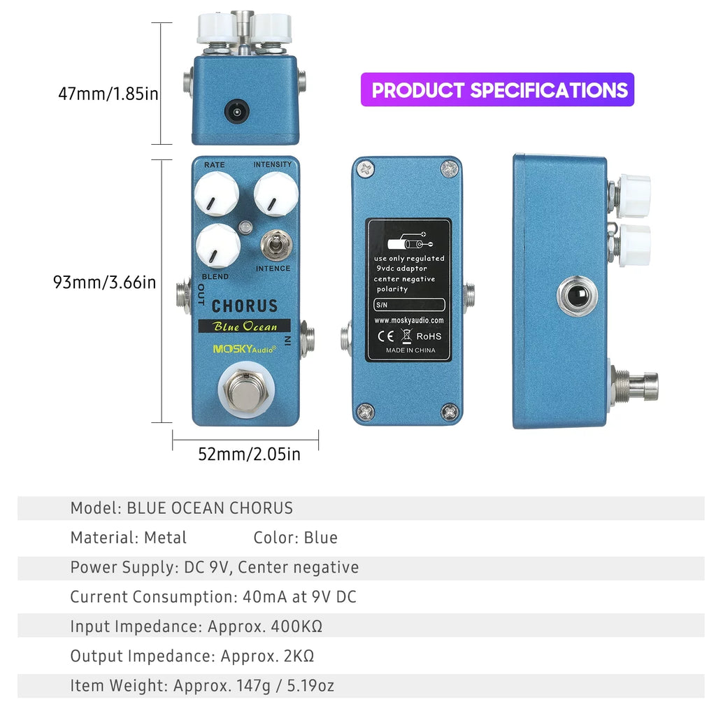 Blue Ocean Chorus Guitar Effect Pedal K998549