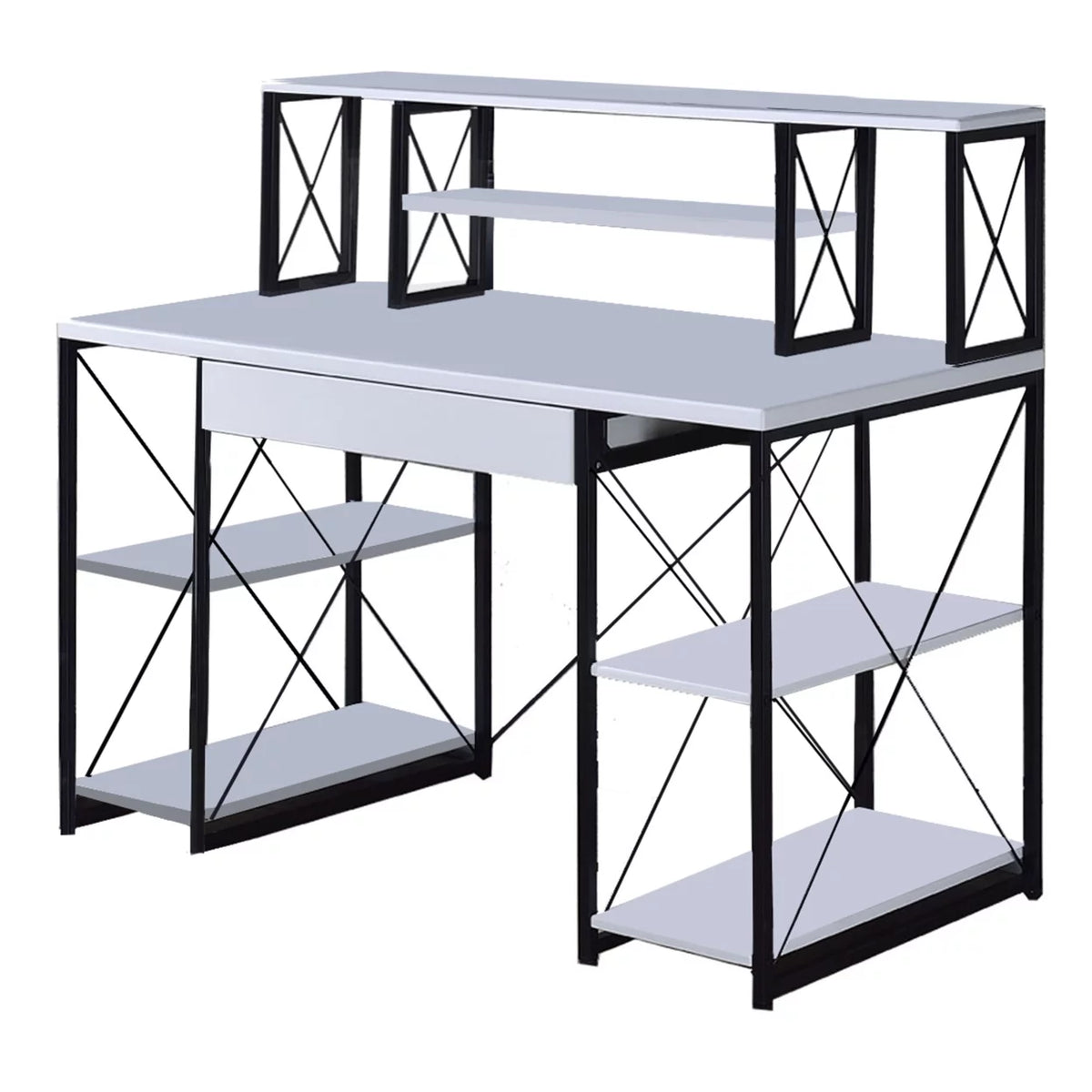 Industrial Style Desk with Bookcase Hutch N882