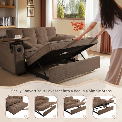 65'' Convertible Sleeper Sofa Bed with Chaise Lounge H4458