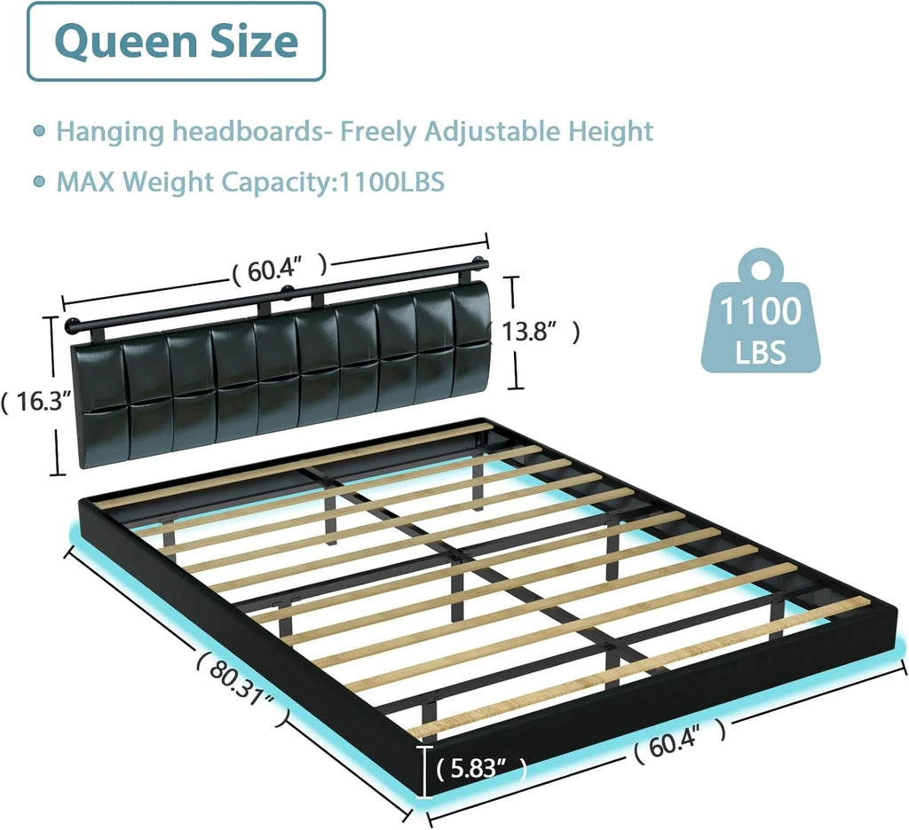 Queen Bed Frame with Charging Station and LED Lights R3525