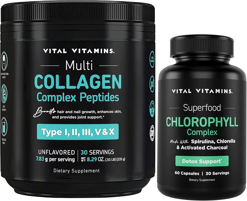 Multi Collagen Peptides Powder + Chlorophyll Complex Capsules D12309